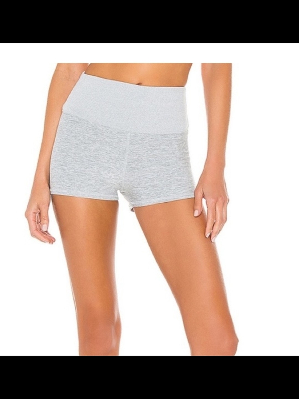 Alo High-Waist Heather Grey Stretch Shorts